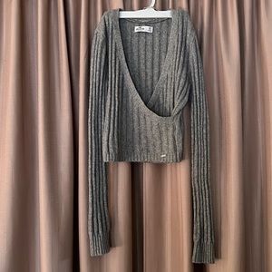 Hollister crop wrap knit top